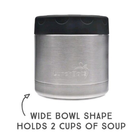 Lunchbots 16oz Wide Stainless Steel Thermos with Leakproof Vented Lid Black - Picture 1 of 9